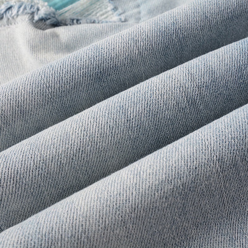 AMIRI 牛仔褲男士牛仔褲高街牛仔褲潮流街頭牛仔休閑長褲微彈棉青年淺藍色緊身牛仔褲-細節圖5