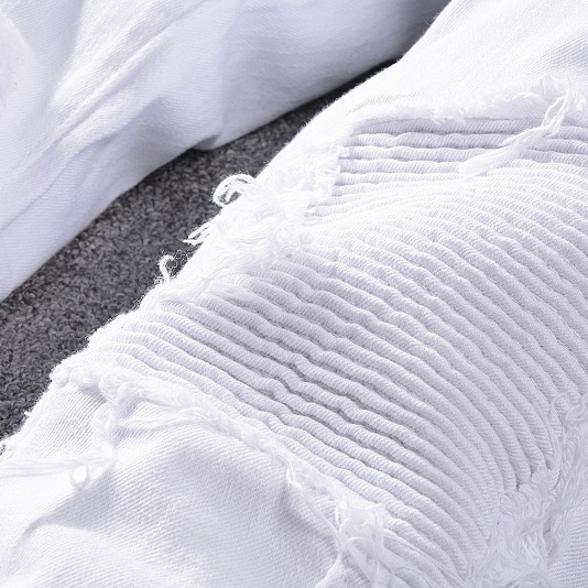 AMIRI牛仔褲高街男生時尚潮牌白色破洞補丁牛仔褲男青年彈力修身AMIRI小腳褲褲子-細節圖5