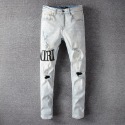 AMIRI 牛仔褲男士牛仔褲高街牛仔褲潮流街頭牛仔休閑長褲微彈棉青年淺藍色緊身牛仔褲-規格圖9