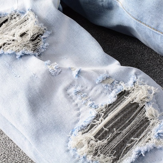 【新款】AMIRI牛仔褲牛仔長褲淺色修身牛仔長褲小腳褲男生牛仔長褲AMIRI男士牛仔褲-細節圖4