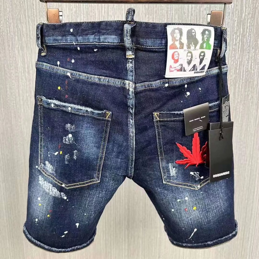 【新款】D2牛仔短褲夏季新款潮牌男士牛仔短褲修身小腳顯瘦五分褲時尚潮流運動休閒褲簡約百搭D2牛仔褲-細節圖2