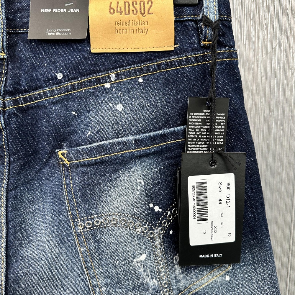 D2牛仔褲男士夏季新款牛仔短褲修身牛仔短褲破洞褲刀割牛仔褲男士短褲藍色牛仔褲短褲潮流牛仔短褲-細節圖6