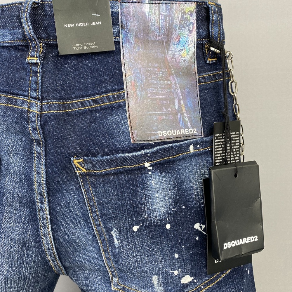 【新款】D2牛仔褲男士夏季新款牛仔短褲修身牛仔短褲破洞褲刀割牛仔褲男士短褲藍色牛仔褲短褲潮流牛仔短褲-細節圖7