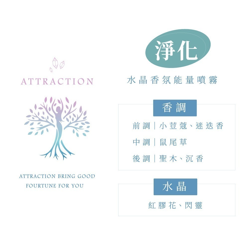 淨化噴霧 Attraction 香水級 水晶香氛能量噴霧 擋煞除晦 出入病院 磁場保護 調香師×水晶療癒師研發-細節圖4