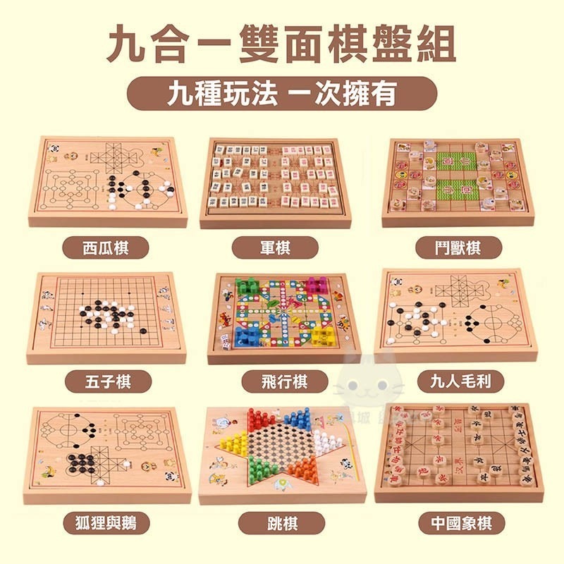 多合一棋盤 九合一 五子棋 象棋 跳棋 飛行棋 暗棋  鬥獸棋 西瓜棋 🔥台灣現貨🔥 😽198玩具城😽 W153-細節圖4