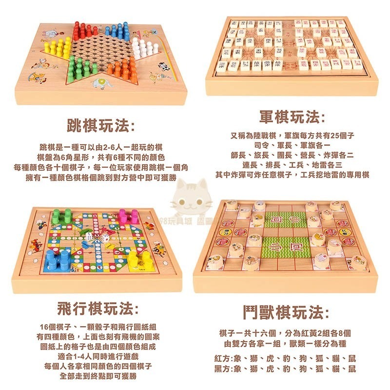 多合一棋盤 九合一 五子棋 象棋 跳棋 飛行棋 暗棋  鬥獸棋 西瓜棋 🔥台灣現貨🔥 😽198玩具城😽 W153-細節圖10
