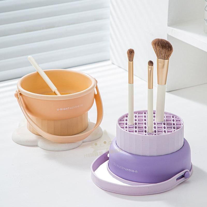 刷具清洗 刷具洗刷碗 洗刷具 可吊掛洗刷碗 刷具架 粉撲清潔 美妝蛋清潔 化妝刷清潔 台灣現貨 198玩具城 W1518-細節圖8