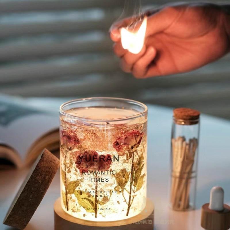 香薰蠟燭 香氛蠟燭 果凍香薰蠟燭 真花香氛蠟燭 蠟燭 室內香氛 精油蠟燭 送禮 🔥台灣現貨🔥😽198玩具城😽 W1505-細節圖6