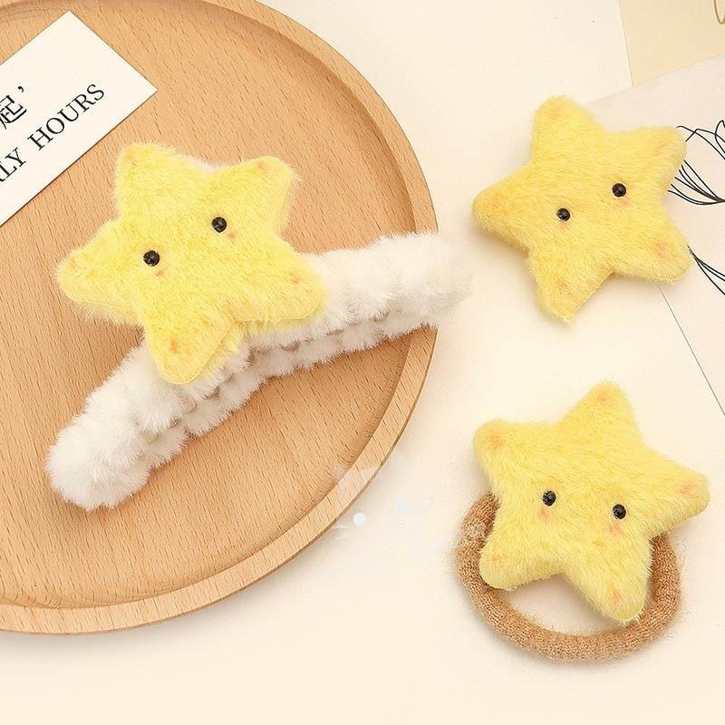 星星髮飾 髮圈 毛絨髮夾 鴨嘴夾 可愛毛絨髮夾 鯊魚夾 抓夾 🔥台灣現貨🔥 😽198玩具城😽 W1482-細節圖4