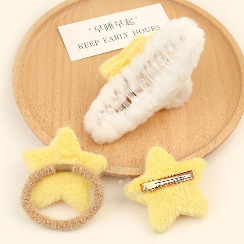 星星髮飾 髮圈 毛絨髮夾 鴨嘴夾 可愛毛絨髮夾 鯊魚夾 抓夾 🔥台灣現貨🔥 😽198玩具城😽 W1482-細節圖6