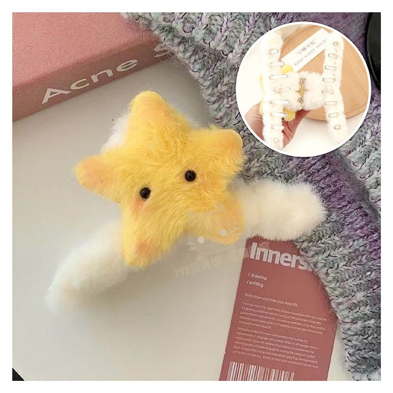 星星髮飾 髮圈 毛絨髮夾 鴨嘴夾 可愛毛絨髮夾 鯊魚夾 抓夾 🔥台灣現貨🔥 😽198玩具城😽 W1482-規格圖9