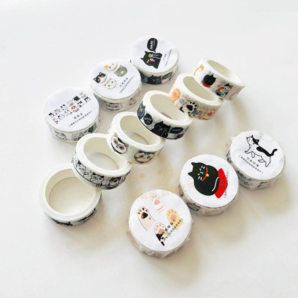 紙膠帶 貓咪紙膠帶 手帳膠帶 裝飾膠帶 手帳日記 文具 貓掌 可愛紙膠帶 🔥台灣現貨🔥 😽198玩具城😽 W1440-細節圖4
