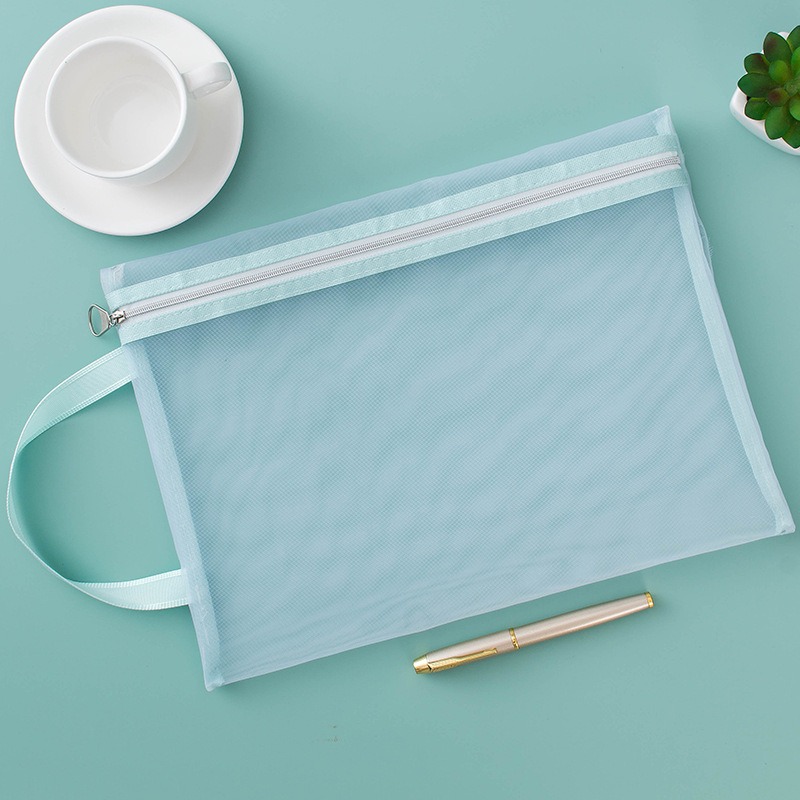 網紗手提袋 A4手提袋 紗網手提袋 A4文件包 資料袋 文件袋 網格拉鍊袋 🔥台灣現貨🔥 😽198玩具城😽 W1332-規格圖9