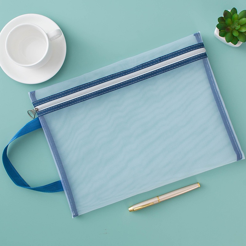 網紗手提袋 A4手提袋 紗網手提袋 A4文件包 資料袋 文件袋 網格拉鍊袋 🔥台灣現貨🔥 😽198玩具城😽 W1332-規格圖9