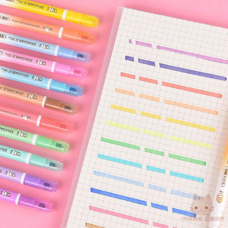 螢光筆 可擦拭螢光筆 雙頭螢光筆 標記筆 擦拭螢光筆 文具 螢光筆組 手帳筆 🔥台灣現貨🔥 😽198玩具城😽 W1337-細節圖6