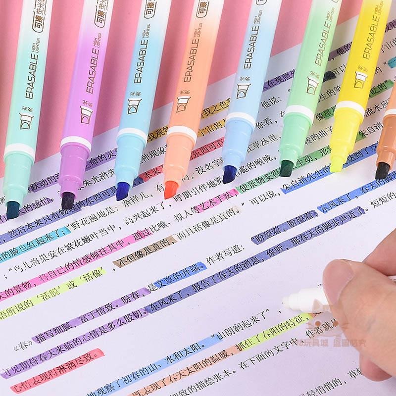 螢光筆 可擦拭螢光筆 雙頭螢光筆 標記筆 擦拭螢光筆 文具 螢光筆組 手帳筆 🔥台灣現貨🔥 😽198玩具城😽 W1337-細節圖7