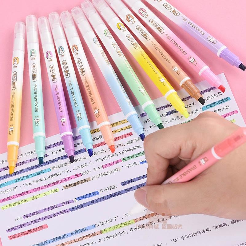 螢光筆 可擦拭螢光筆 雙頭螢光筆 標記筆 擦拭螢光筆 文具 螢光筆組 手帳筆 🔥台灣現貨🔥 😽198玩具城😽 W1337-細節圖8