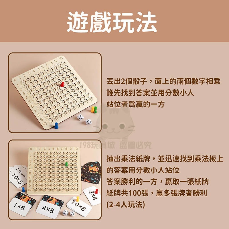九九乘法表 乘法練習表桌遊 九九乘法教具 九九乘法口訣表 乘法學習 🔥台灣現貨🔥 😽198玩具城😽 W1621-細節圖5