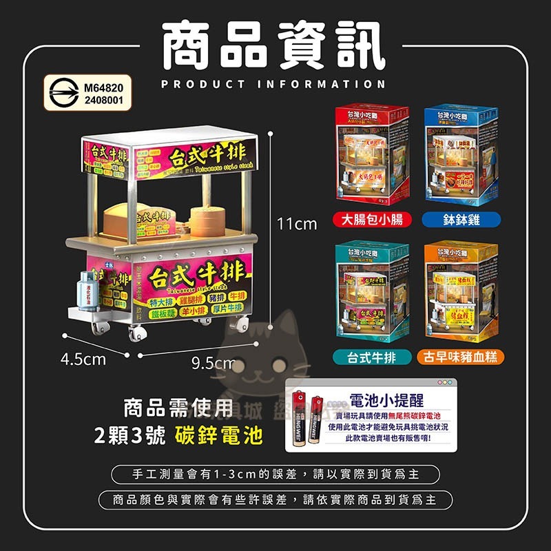 小夜燈 造型夜燈 小檯燈 台灣小吃 小吃攤 擺飾 模型 夜市牛排 🔥台灣現貨🔥 😽198玩具城😽 W1638-細節圖2