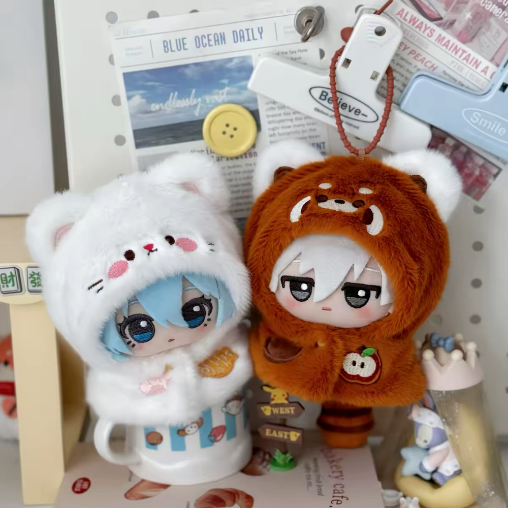 現貨 棉花娃衣 動物斗篷系列 10cm 小熊 小鴨 狐狸 狸貓 斗篷 披風 青蛙 labubu娃衣-細節圖2