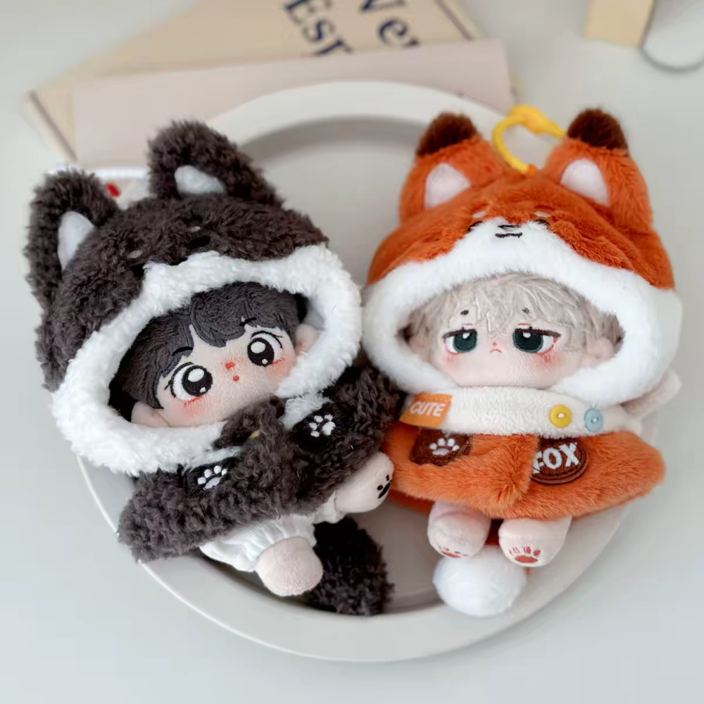 現貨 棉花娃衣 動物斗篷系列 10cm 小熊 小鴨 狐狸 狸貓 斗篷 披風 青蛙 labubu娃衣-細節圖3