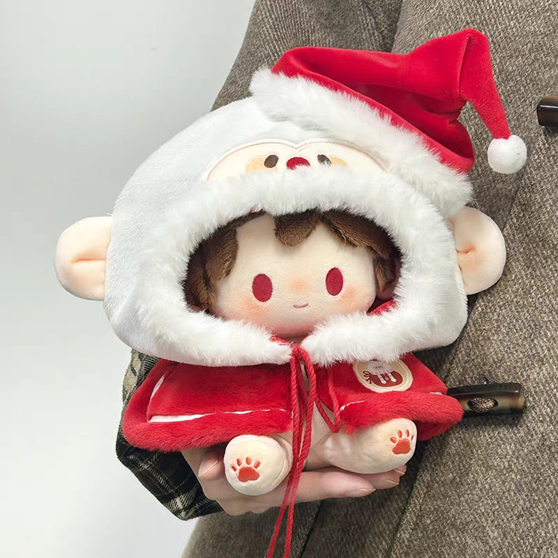 現貨 棉花娃衣 聖誕斗篷 10cm 20cm 40cm 男娃衣 女娃衣 斗篷 披風 cp服 情侶裝 聖誕節 披風-規格圖5