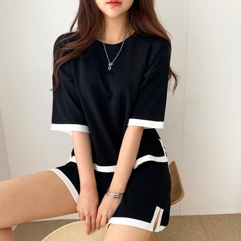 R087  韓國風INS正品針織小香風顯高短褲套裝-細節圖2