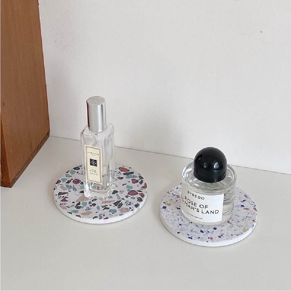 ｜台灣現貨 ｜仿水磨石硅藻泥吸水杯墊 硅藻泥杯墊 仿大理石杯墊 隔熱 吸水杯墊 馬克杯墊 花磚杯墊 北歐風杯墊-細節圖6