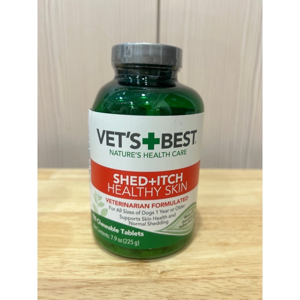 美國 VET＇S BEST 天然草本化毛錠 季節過敏 掉毛止癢錠 shed+itch150顆 60顆 180顆-規格圖1