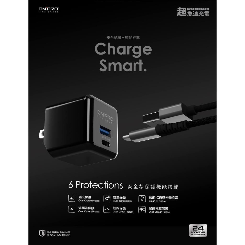 ONPRO UC-2P01 Pro 雙模快充 PD30W 充電 迷你充電器 PD30W+QC 4.0 TypeC+USB-細節圖7