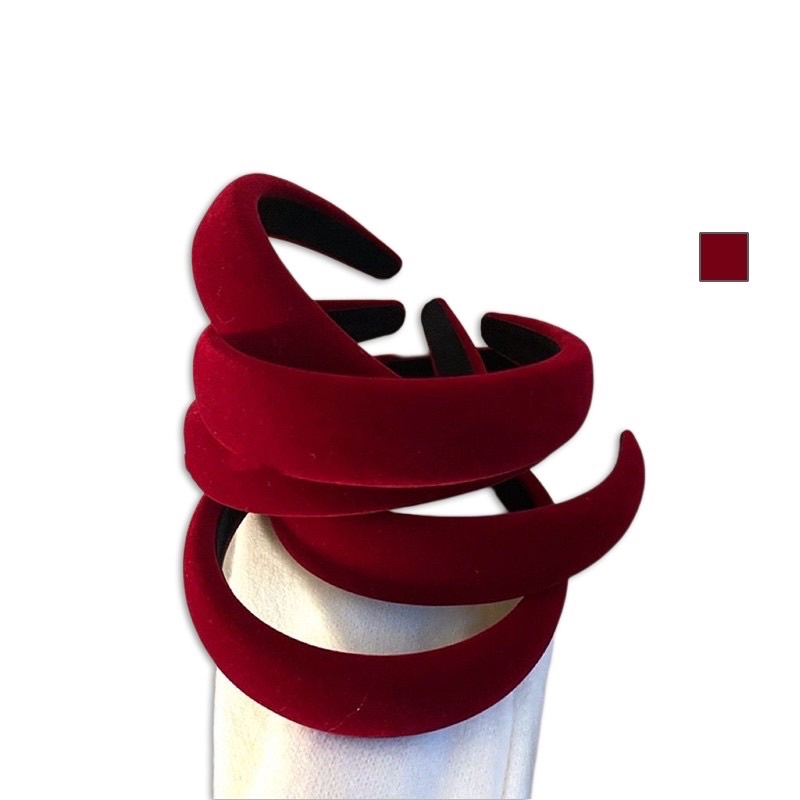 MDMS⭐秋冬/復古/酒紅色/絲絨/毛絨/海綿/髮箍/髮飾/寬髮箍/造型擺搭/俏皮/配件/顯白/韓系A008-細節圖2
