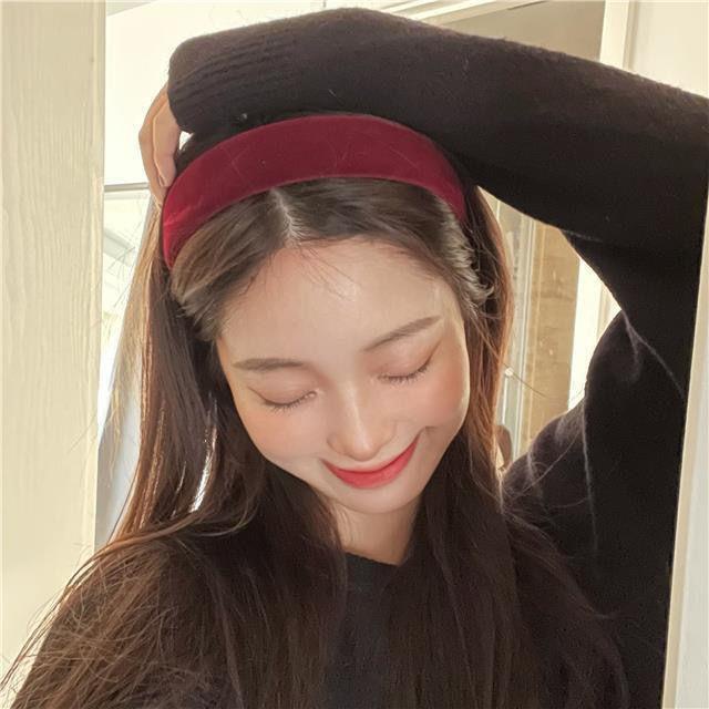 MDMS⭐秋冬/復古/酒紅色/絲絨/毛絨/海綿/髮箍/髮飾/寬髮箍/造型擺搭/俏皮/配件/顯白/韓系A008-細節圖3