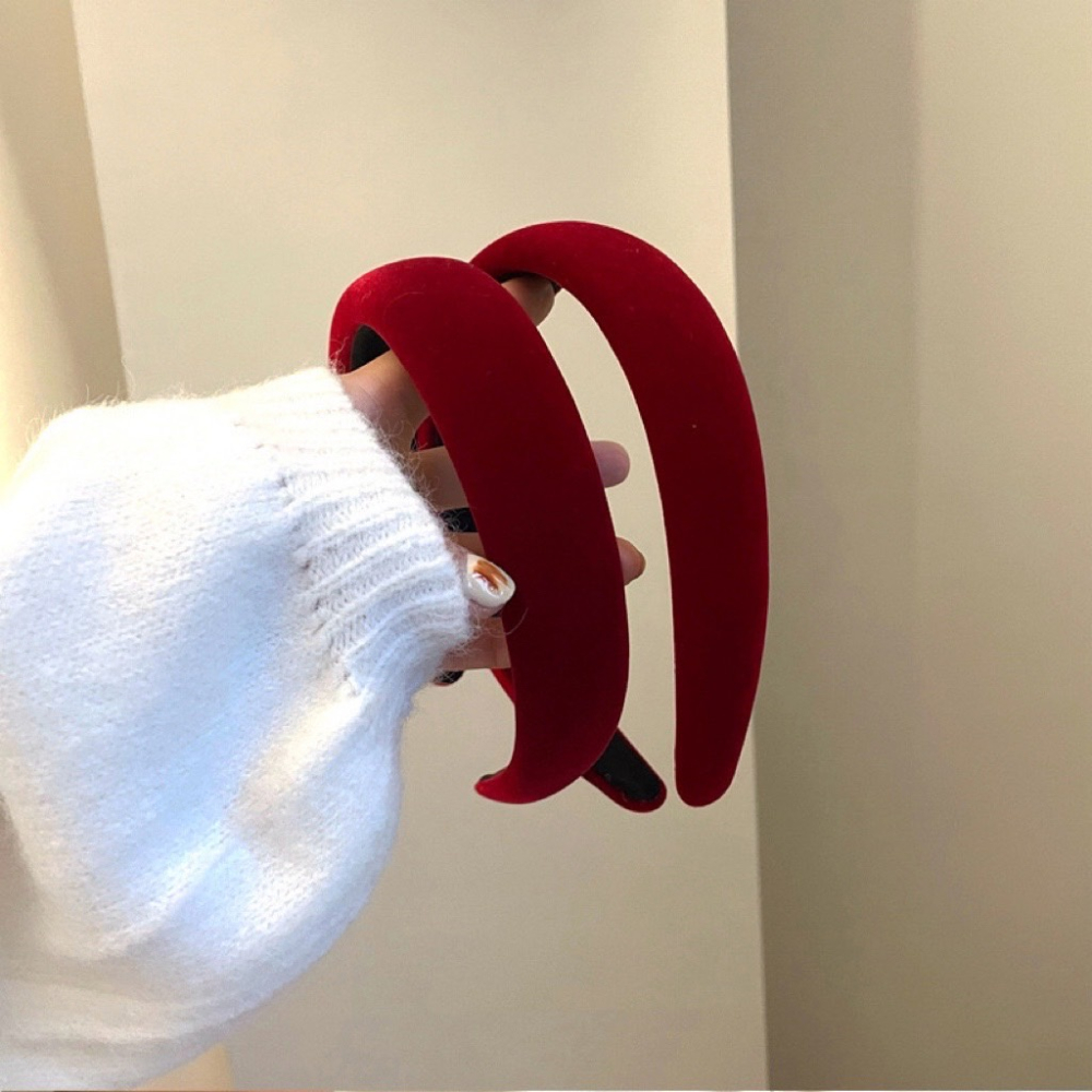 MDMS⭐秋冬/復古/酒紅色/絲絨/毛絨/海綿/髮箍/髮飾/寬髮箍/造型擺搭/俏皮/配件/顯白/韓系A008-細節圖6