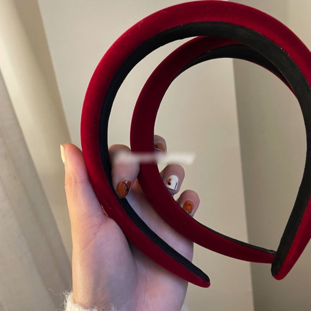 MDMS⭐秋冬/復古/酒紅色/絲絨/毛絨/海綿/髮箍/髮飾/寬髮箍/造型擺搭/俏皮/配件/顯白/韓系A008-細節圖8