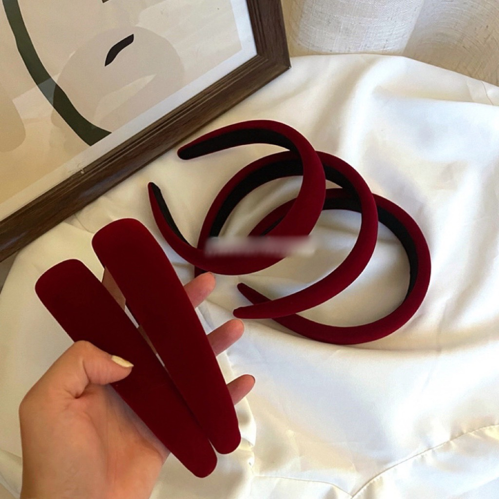 MDMS⭐秋冬/復古/酒紅色/絲絨/毛絨/海綿/髮箍/髮飾/寬髮箍/造型擺搭/俏皮/配件/顯白/韓系A008-細節圖9