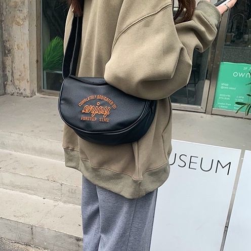 MDMS⭐街頭風/單肩包/女包/小眾設計/高級感/美式/字母/刺繡/斜挎包/ins/純色/百搭/簡約/側背包/B790-細節圖4