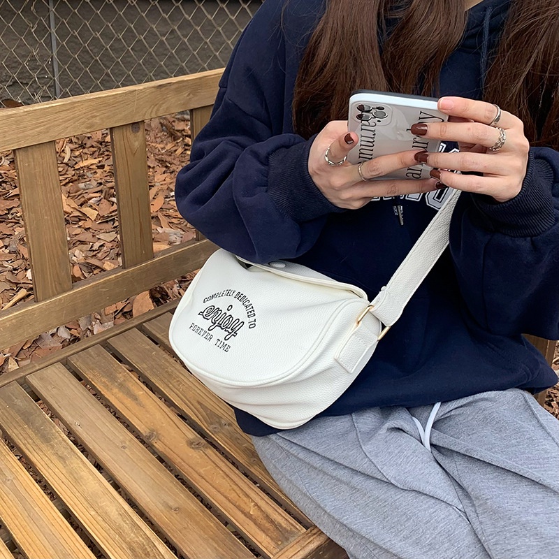 MDMS⭐街頭風/單肩包/女包/小眾設計/高級感/美式/字母/刺繡/斜挎包/ins/純色/百搭/簡約/側背包/B790-細節圖6
