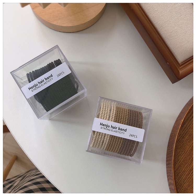 MDMS⭐韓款/奶油色系/髮圈24條裝/基礎款/無縫/高彈力/髮繩/頭繩/髮飾類/線繩/頭飾/不傷髮/造型A019-細節圖3
