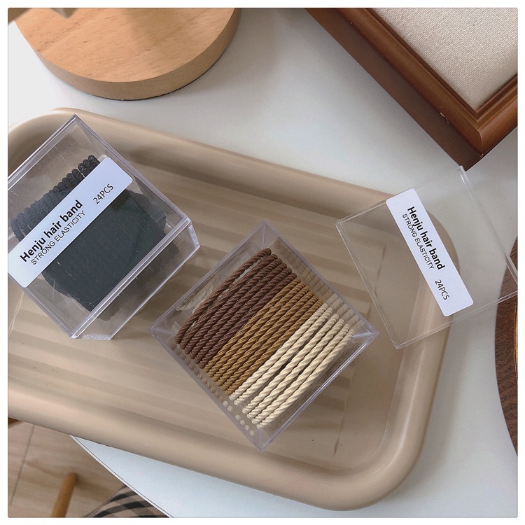 MDMS⭐韓款/奶油色系/髮圈24條裝/基礎款/無縫/高彈力/髮繩/頭繩/髮飾類/線繩/頭飾/不傷髮/造型A019-細節圖5