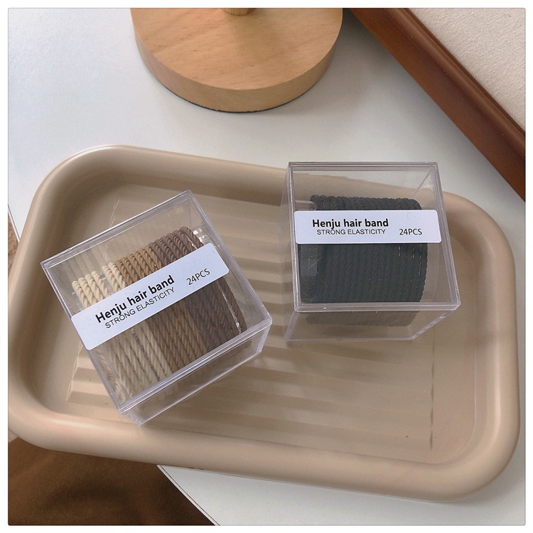 MDMS⭐韓款/奶油色系/髮圈24條裝/基礎款/無縫/高彈力/髮繩/頭繩/髮飾類/線繩/頭飾/不傷髮/造型A019-細節圖6
