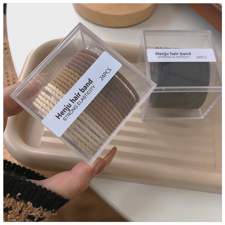 MDMS⭐韓款/奶油色系/髮圈24條裝/基礎款/無縫/高彈力/髮繩/頭繩/髮飾類/線繩/頭飾/不傷髮/造型A019-細節圖7