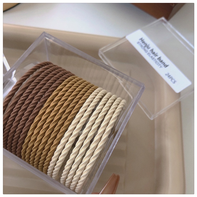 MDMS⭐韓款/奶油色系/髮圈24條裝/基礎款/無縫/高彈力/髮繩/頭繩/髮飾類/線繩/頭飾/不傷髮/造型A019-細節圖8