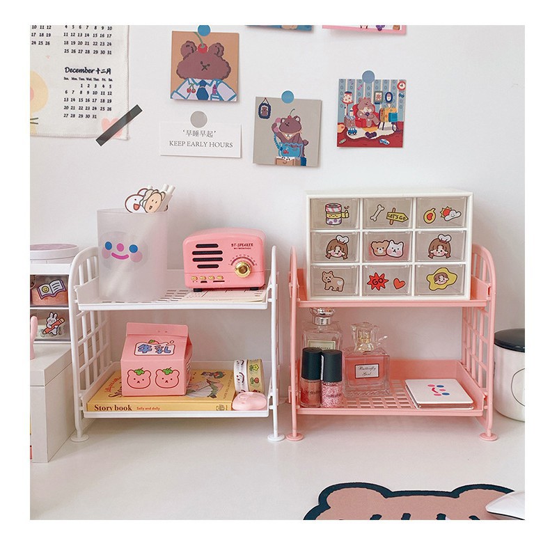 MDMS⭐簡約/好用小物/雙層塑膠收納架/浴室/化妝品/廚房小型置物架/桌面儲物收納架/折疊/置物架/收納架/A066-細節圖4