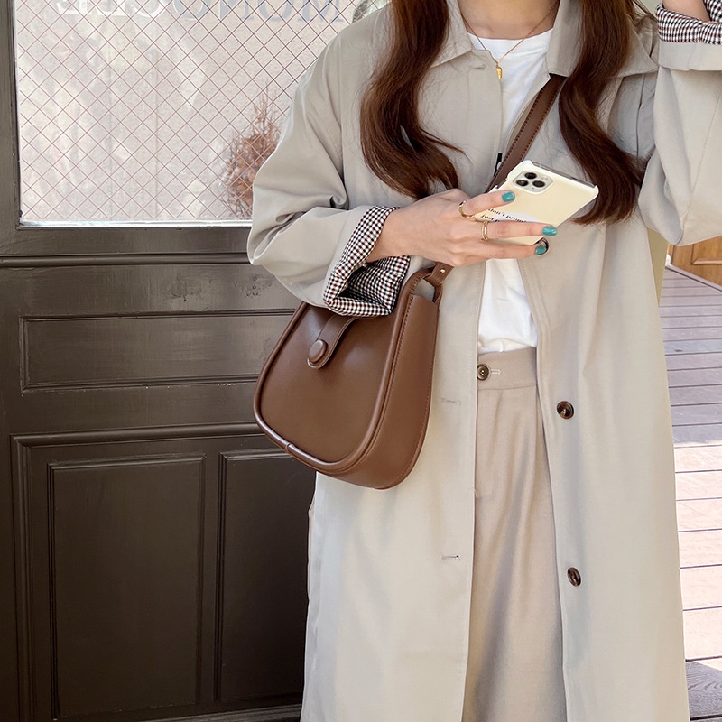 MDMS⭐️撞色/馬鞍包/腋下包/法國小眾/包包女斜背包/OOTD/月牙包/質感/百搭/側包/女包包B654-細節圖4