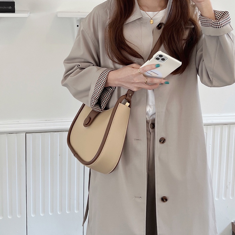 MDMS⭐️撞色/馬鞍包/腋下包/法國小眾/包包女斜背包/OOTD/月牙包/質感/百搭/側包/女包包B654-細節圖6