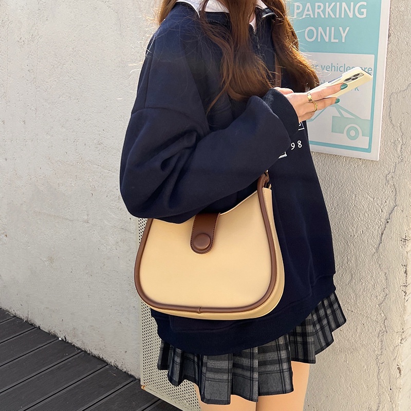 MDMS⭐️撞色/馬鞍包/腋下包/法國小眾/包包女斜背包/OOTD/月牙包/質感/百搭/側包/女包包B654-細節圖7