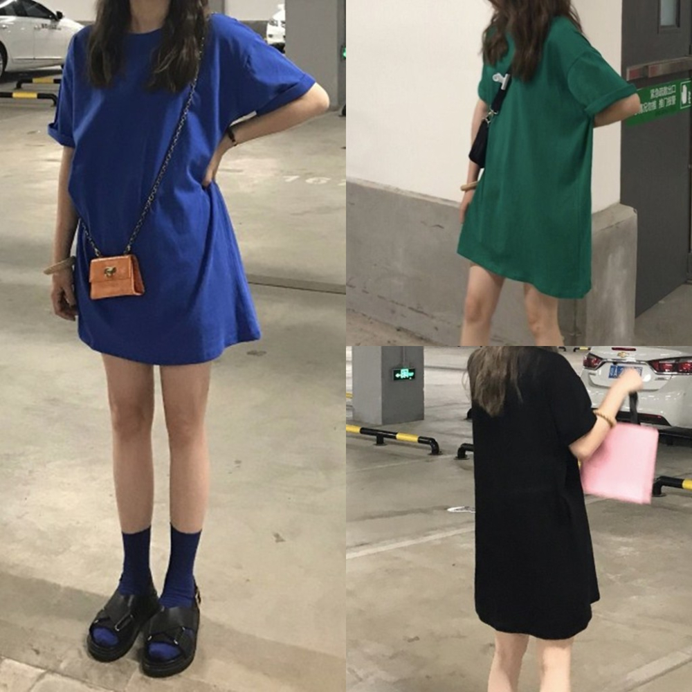 MDMS⭐上裝/6色/糖果色/T恤/學院風/Oversize/長版T/亮色系/韓國/基礎款/寬鬆/休閒/短袖E308-細節圖3