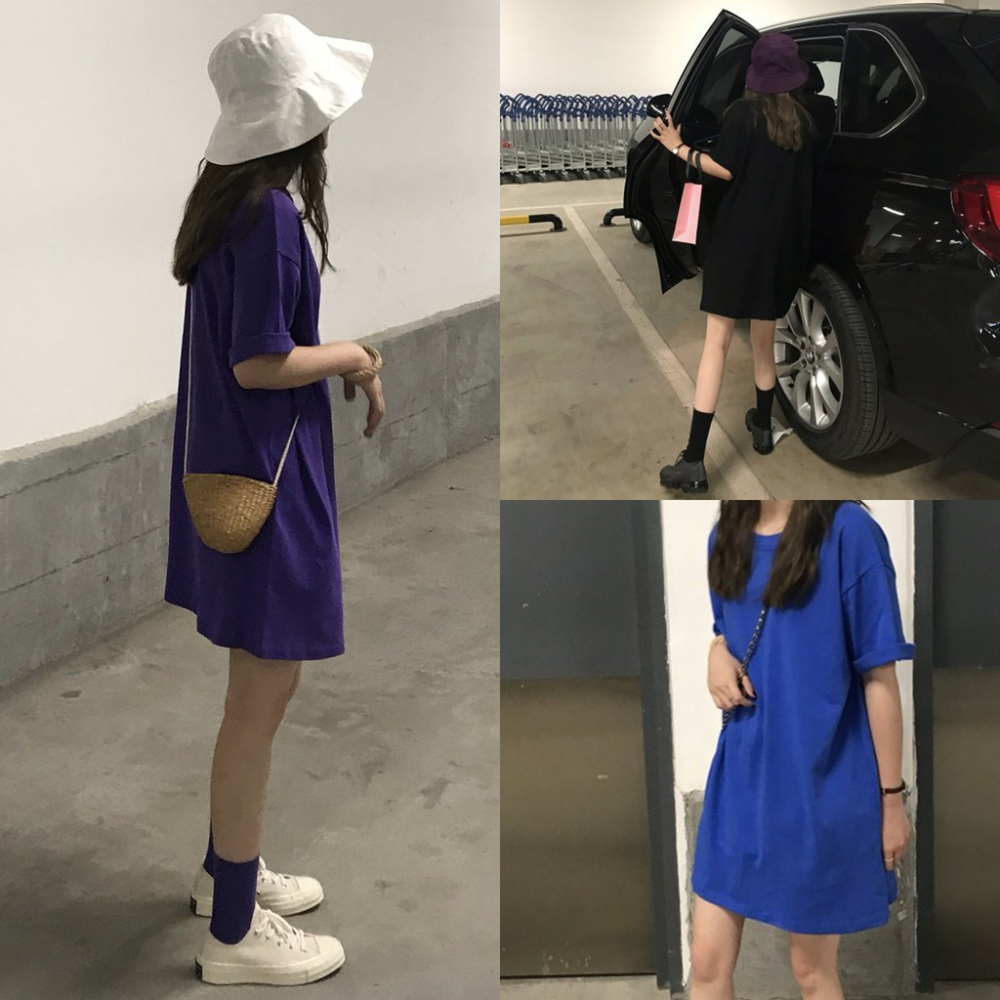 MDMS⭐上裝/6色/糖果色/T恤/學院風/Oversize/長版T/亮色系/韓國/基礎款/寬鬆/休閒/短袖E308-細節圖4