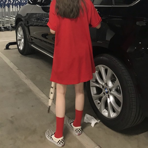 MDMS⭐上裝/6色/糖果色/T恤/學院風/Oversize/長版T/亮色系/韓國/基礎款/寬鬆/休閒/短袖E308-細節圖5