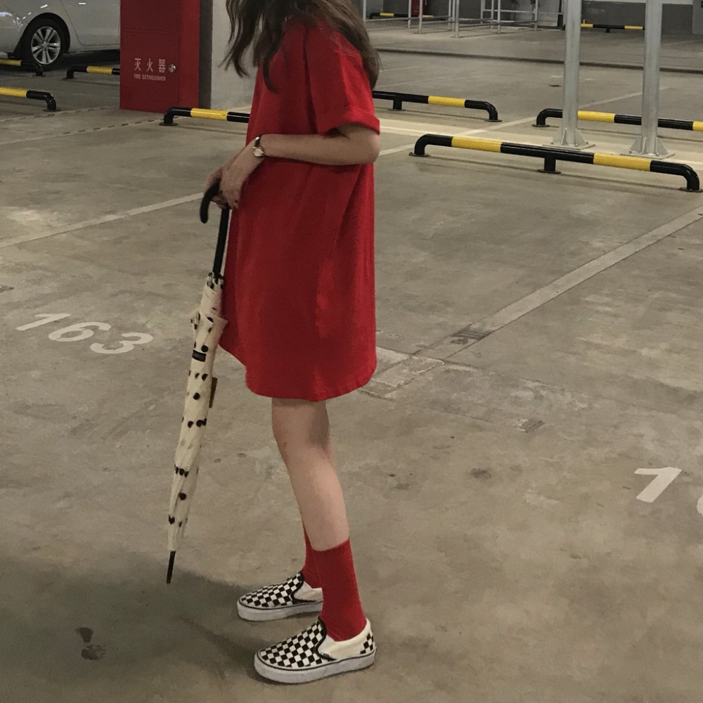 MDMS⭐上裝/6色/糖果色/T恤/學院風/Oversize/長版T/亮色系/韓國/基礎款/寬鬆/休閒/短袖E308-細節圖6